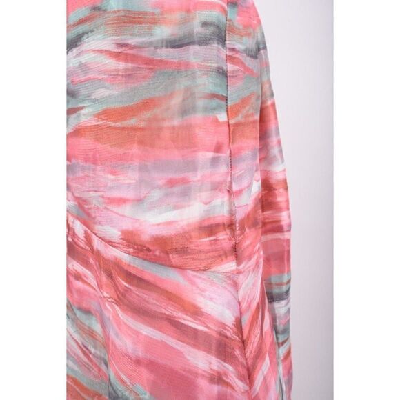 Aidan Mattox Womens Burnout Maxi Dress Gown High Low Sz 8 Pink Green NWT - Picture 6 of 8